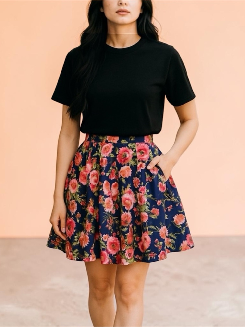 Formal Pleated Floral Mini Skirt with Crinoline Underlay Size 4